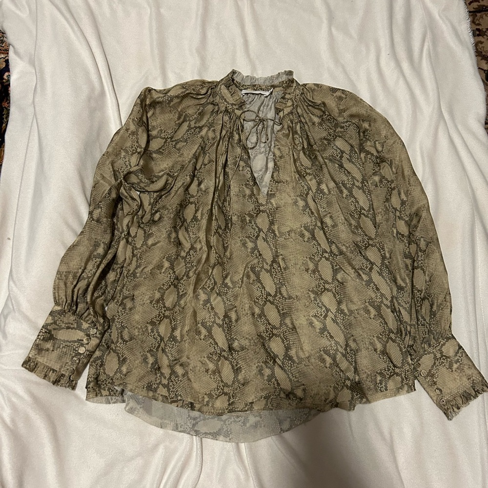 Jonathan Simkhai Python Rue Ruched Front Blouse M… - image 3